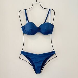 Onia Blue Balconet Bikini Swimsuit Size M #Lux-E